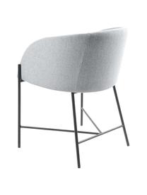 Sedia imbottita con braccioli Nelson, Rivestimento: poliestere Con 25.000 cic, Gambe: metallo verniciato, Tessuto grigio chiaro, gambe nero, Larg. 56 x Prof. 54 cm