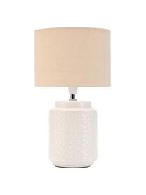 Kleine Tischlampe Charming Bloom, Lampenschirm: Stoff, Lampenfuß: Keramik, Beige, Cremeweiß, Ø 21 x H 35 cm