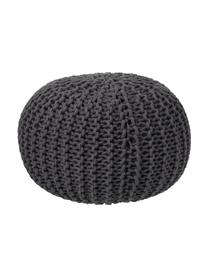 Pouf en tricot fait main Dori, Gris foncé, Ø 55 x haut. 35 cm