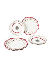 Komplet naczyń z porcelany Delight, dla 4 osób (8 elem.), Porcelana premium, Biały, czerwony, we wzór, Komplet z różnymi rozmiarami