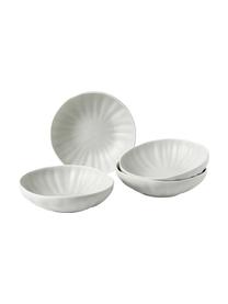 Sada porcelánového nádobí s reliéfem, pro 4 osoby (12 dílů), Porcelán, Krémově bílá, odstíny šedé, Pro 4 osoby (12 dílů)