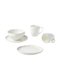 Komplet naczyń śniadaniowych z reliefem Sali, dla 4 osób (12 elem.), Porcelana, Biały ze złota krawędzią, dla 4 osób (12 elem.)
