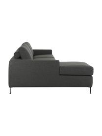 Divano letto 3 posti con piedini in metallo Cucita, Rivestimento: tessuto (poliestere) Con , Struttura: legno di pino massiccio, , Piedini: metallo laccato, Tessuto antracite, Larg. 274 x Prof. 164 cm, chaise-longue a sinistra