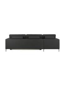 Divano letto 3 posti con piedini in metallo Cucita, Rivestimento: tessuto (poliestere) Con , Struttura: legno di pino massiccio, , Piedini: metallo laccato, Tessuto antracite, Larg. 274 x Prof. 164 cm, chaise-longue a sinistra