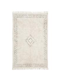 Ręcznie tuftowany dywan z bawełny z frędzlami Fionn, 100% bawełna, Beżowy, czarny, S 160 x D 230 cm (Rozmiar M)