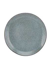 Ręcznie wykonany talerz śniadaniowy Nordic Sea, 4 szt., Kamionka, Odcienie szarego, odcienie niebieskiego, Ø 20 x W 3 cm