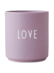 Mug design en porcelaine violet Favorite avec lettrage LOVE, Porcelaine Fine Bone China, Lilas, blanc, Ø 8 cm x haut. 9 cm, 250 ml