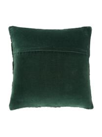 Federa arredo in velluto verde scuro con motivo strutturato Sina, Velluto (100% cotone), Verde scuro, Larg. 45 x Lung. 45 cm