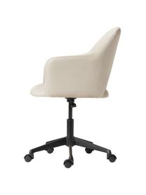 Silla de oficina con reposabrazos de terciopelo Rachel, altura regulable, Tapizado: terciopelo (poliéster) Al, Patas: metal con pintura en polv, Terciopelo blanco crema, An 65 x F 68 cm