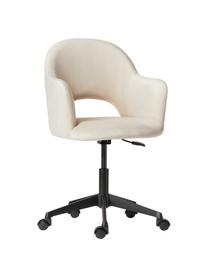 Silla de oficina con reposabrazos de terciopelo Rachel, altura regulable, Tapizado: terciopelo (poliéster) Al, Patas: metal con pintura en polv, Terciopelo blanco crema, An 65 x F 68 cm