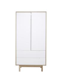 Kledingkast Cassy in wit, 2 deuren, Poten: massief eikenhout, Hout, wit gelakt, B 100 x H 195 cm