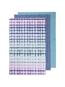 Theedoeken Trinny, set van 3, 100% katoen, Wit, lila, blauw, B 45 x L 70 cm
