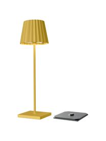 Mobiele dimbare LED tafellamp Trellia in geel, Lampenkap: gecoat aluminium Lampvoet, Geel, zwart, Ø 12 x H 38 cm