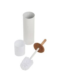 Scopino WC Tallin, Contenitore: metallo rivestito, Coperchio: bambù, Bianco, Ø 10 x Alt. 38 cm