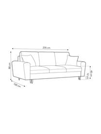 Sofa rozkładana z aksamitu z miejscem do przechowywania Moghan (3-osobowa), Tapicerka: aksamit poliestrowy Dzięk, Stelaż: lite drewno sosnowe, skle, Nogi: metal lakierowany, Aksamit w kolorze petrol, czarny, S 235 x G 100 cm