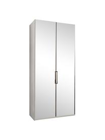 Armario con espejo Monaco, 2 puertas, Estructura: material a base de madera, Barra: metal recubierto, Blanco, puertas con espejo, An 100 x Al 216 cm