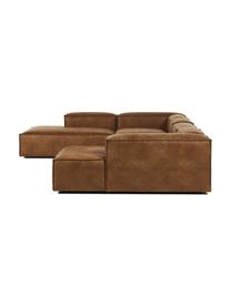 Divano angolare componibile in pelle riciclata Lennon, Rivestimento: pelle riciclata (70 % pel, Rivestimento: imbottitura in schiuma co, Pelle marrone, Larg. 418 x Alt. 68 cm, angolo a sinistra