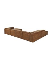 Divano angolare componibile in pelle riciclata Lennon, Rivestimento: pelle riciclata (70 % pel, Rivestimento: imbottitura in schiuma co, Pelle marrone, Larg. 418 x Alt. 68 cm, angolo a sinistra