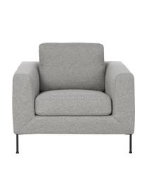 Sofa-Sessel Cucita in Hellgrau mit Metall-Füßen, Bezug: Webstoff (100% Polyester), Gestell: Massives Kiefernholz, FSC, Füße: Metall, lackiert, Webstoff Hellgrau, B 98 x T 94 cm