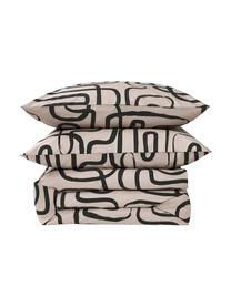 Housse de couette en percale de coton Malu, Taupe, noir, larg. 200 x long. 200 cm