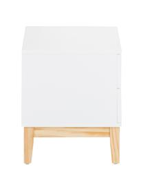 Nachttisch Buca mit Schubladen, Beine: Eichenholz, Beine: Eiche Korpus und Fronten: Weiß, matt, B 40 x H 45 cm