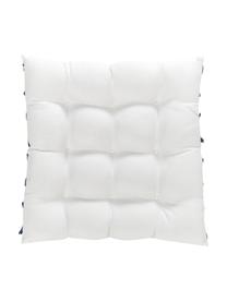 Katoenen stoelkussen Raja met franjes, Bekleding: 100% katoen, Crèmewit, blauw, B 40 x L 40 cm