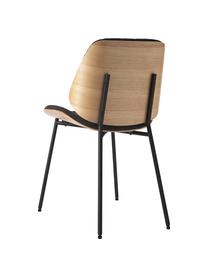 Houten stoelen Tamara met gestoffeerde bouclé zitting, 2 stuks, Bekleding: bouclé (100 % polyester), Zitvlak: multiplex met eiken, Poten: gepoedercoat metaal, Bouclé zwart, B 47 x D 60 cm