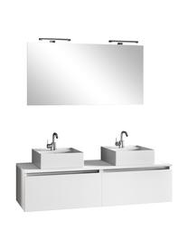 Doppelwaschtisch-Set Perth, 7-tlg., Spiegelfläche: Spiegelglas, Rückseite: ABS-Kunststoff, Weiß, Set mit verschiedenen Größen