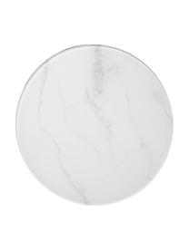 Tavolino rotondo con piano in vetro effetto marmo Antigua, Struttura: metallo cromato, Bianco effetto marmo. cromato, Ø 45 x Alt. 50 cm