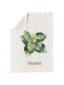 Set 5 stofinacci con motivo erbe Aroma, Cotone, Bianco latteo, tonalità verdi, Lung. 70 x Larg. 50 cm