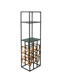 Stojak na wino z marmuru na 9 butelek Mil, Stelaż: metal malowany proszkowo, Czarny, zielony, S 36 x W 126 cm
