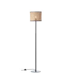 Stehlampe Wiley mit Rattanschirm, Lampenschirm: Rattan, Lampenfuß: Metall, Hellbraun, Schwarz, Ø 30 x H 154 cm