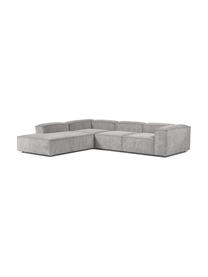 Modulares XL-Ecksofa Lennon aus Cord, Bezug: Cord (92% Polyester, 8% P, Gestell: Massives Kiefernholz, FSC, Füße: Kunststoff, Cord Grau, B 329 x H 68 cm, Eckteil links