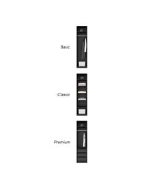 Armario modular Simone, 1 puerta (50 cm), diferentes variantes, Estructura: aglomerado con certificad, Aspecto madera de nogal, negro, Interior Basic (An 50 x Al 200 cm)