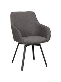 Sedia girevole con braccioli imbottita e gambe in metallo Alison, Struttura: 100% polipropilene Con 25, Struttura: legno certificato FSC, Gambe: metallo verniciato a polv, Tessuto grigio scuro, Larg. 58 x Prof. 59 cm