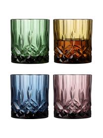Whiskygläser Sorrento, 4er-Set, Glas, Bernstein, Grün, Blau, Rosa, Ø 8 x H 10 cm, 350 ml