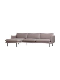 Sofá rinconera de terciopelo Fluente, Tapizado: terciopelo (poliéster de , Estructura: madera de pino maciza, Patas: metal con pintura en polv, Terciopelo gris pardo, An 280 x F 160 cm, chaise longue izquierda