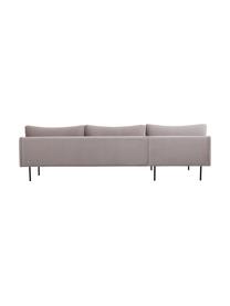 Sofá rinconera de terciopelo Fluente, Tapizado: terciopelo (poliéster de , Estructura: madera de pino maciza, Patas: metal con pintura en polv, Terciopelo gris pardo, An 280 x F 160 cm, chaise longue izquierda