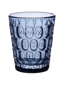 Vasos resistentes con relieve Optic, 6 uds., Vidrio, Azul, Ø 9 x Al 11 cm, 250 ml