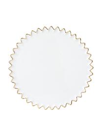 Porseleinen ontbijtborden Christmas in wit, Geglazuurd porselein, Wit met goudkleurige rand, Ø 22 cm