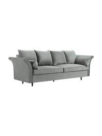 Sofa rozkładana z aksamitu z funkcją przechowywania Lola (3-osobowa), Tapicerka: 100% aksamit poliestrowy , Nogi: drewno, Jasnoszara tkanina, ciemny szary, S 245 x G 95 cm