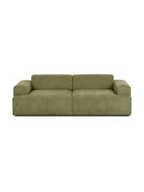 Sofá de pana Melva (3 plazas), Tapizado: pana (92% poliéster, 8% p, Estructura: madera de pino maciza, ce, Patas: plástico, Pana verde, An 238 x F 101 cm