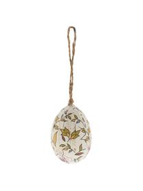 Handbemalte Deko-Anhänger Ostereier Essilia mit floralem Motiv, 3 Stück, Kunststoff, Weiß, Grüntöne, Ø 5 x H 5 cm