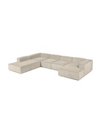 Modulare Wohnlandschaft Lennon aus Cord, Bezug: Cord (92% Polyester, 8% P, Gestell: Massives Kiefernholz, FSC, Füße: Kunststoff, Cord Beige, B 418 x H 68 cm, Eckteil links