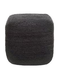 Puff artesanal de yute Bono, estilo boho, Tapizado: yute, Negro, An 45 x Al 45 cm