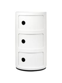 Caisson design blanc crème 3 modules Componibili, Plastique (ABS), laqué, certifié Greenguard, Blanc crème, Ø 32 x haut. 59 cm