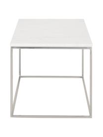 Mramorový konferenční stolek Alys, Bílá, mramorovaná, stříbrná, Š 80 cm, H 45 cm