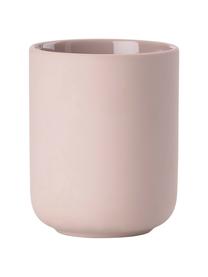 Zahnputzbecher Ume aus Steingut, Steingut überzogen mit Soft-touch-Oberfläche (Kunststoff), Rosa, Ø 8 x H 10 cm