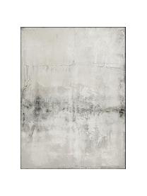 Impression sur toile peinte à la main encadrée Simple Living, Noir, gris, larg. 92 x haut. 120 cm