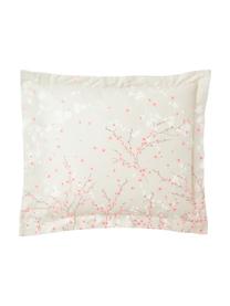 Katoenensatijnen kussenhoes Sakura met bloemenprint, Weeftechniek: satijn Draaddichtheid 250, Beige, roze, wit, B 60 x L 70 cm